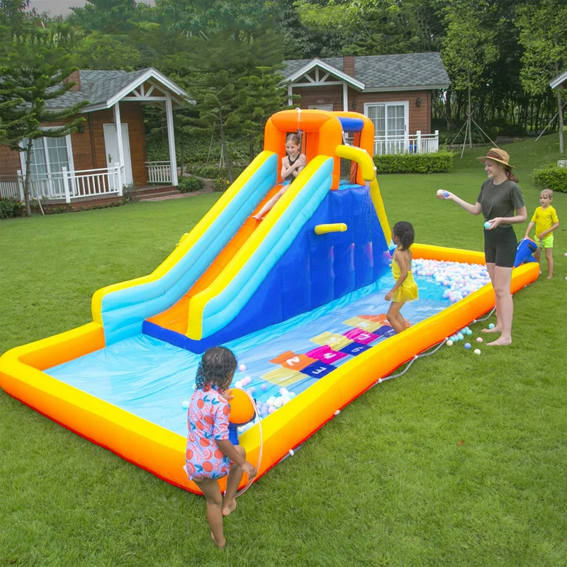SUGIFT Inflatable Water Slide for Kids with Splash Pool, Climbing Wall, Sprayer & Water Cannon, 212.6in Inflatable Pool Water Slides for Backyard