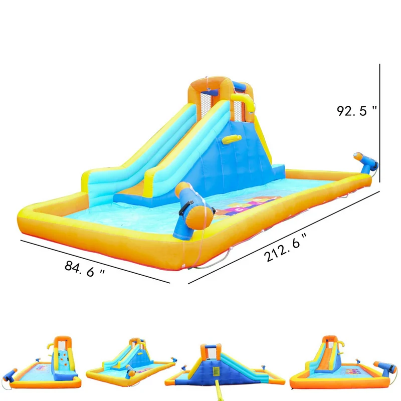 SUGIFT Inflatable Water Slide for Kids with Splash Pool, Climbing Wall, Sprayer & Water Cannon, 212.6in Inflatable Pool Water Slides for Backyard