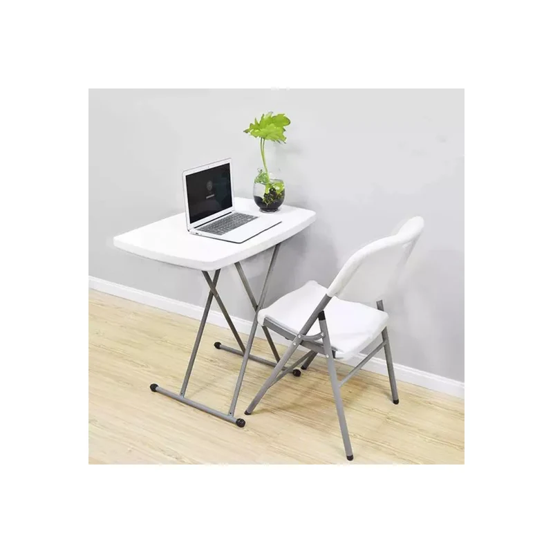 SUGIFT 30in Height Adjustable Folding Table TV Tray for Indoor Outdoor Use, White