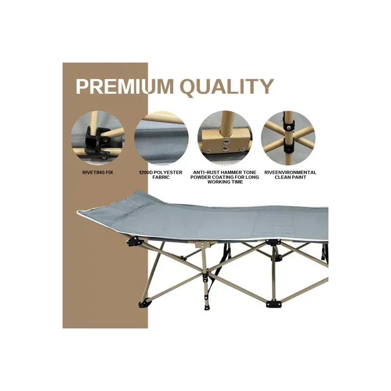 SUGIFT Camping Cot with Mattress 75x28 inch Folding Bed with Carry Bag, Gold