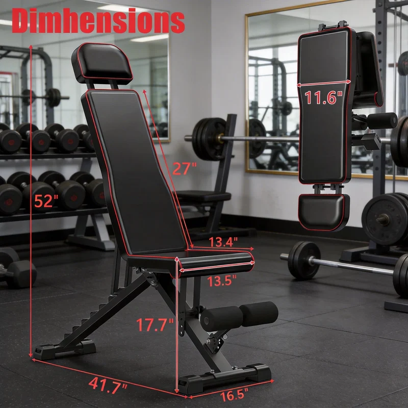 SUGIFT 660LBS Adjustable Weight Bench, 7-Position Foldable for Home Gym