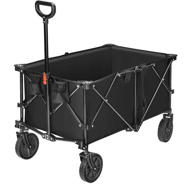 Outdoor Folding Wagon Cart with Adjustable Handle and Universal Wheels