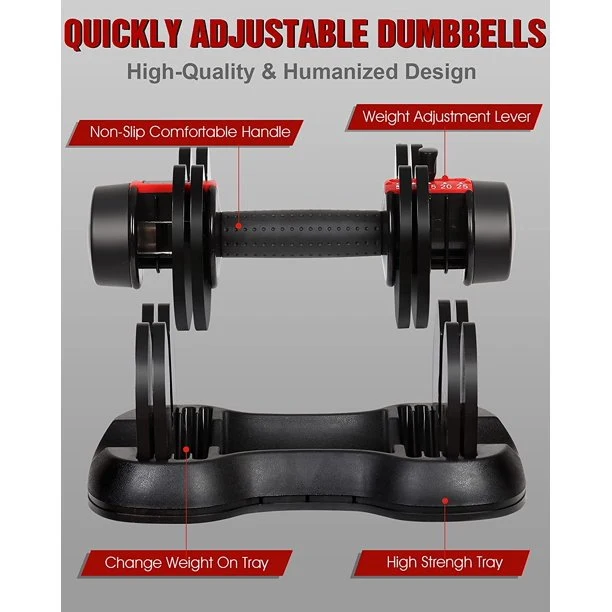 SUGIFT Adjustable Dumbbell 25 lbs with Fast Automatic Adjustable and Weight Plate for Home Gym Strength Training Fitness