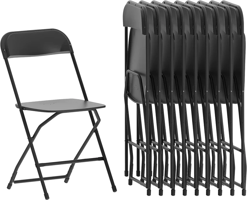 Plastic Folding Chair - Black (10 Pack) | Lightweight, Durable, and Comfortable Event Chair | 650LB Weight Capacity