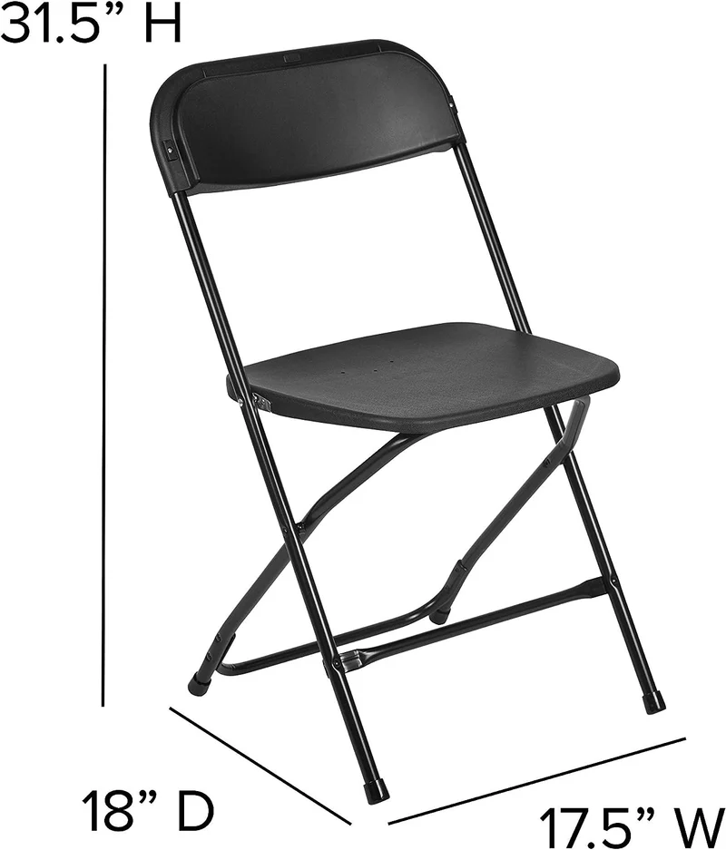 Plastic Folding Chair - Black (10 Pack) | Lightweight, Durable, and Comfortable Event Chair | 650LB Weight Capacity