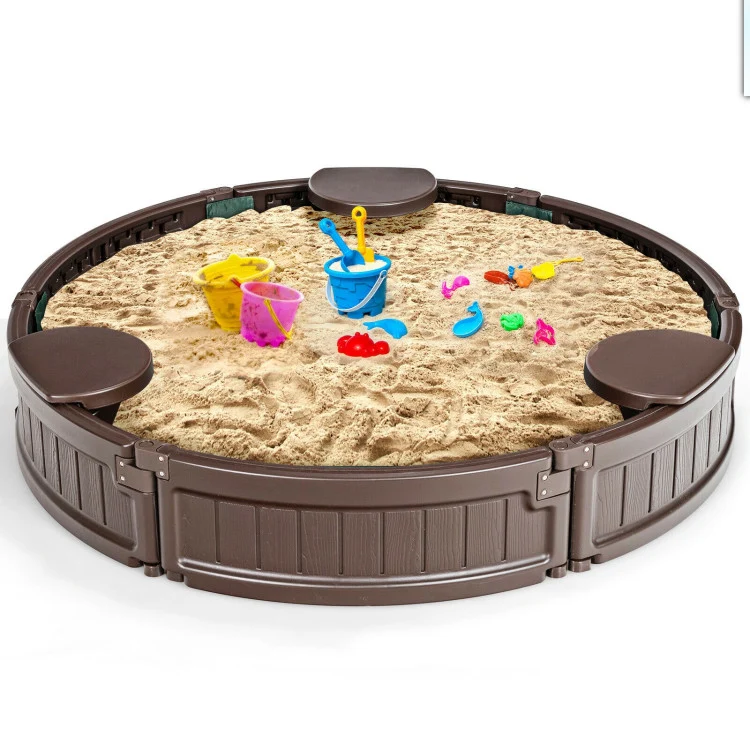 SUGIFT Sandbox with Built-in Corner Seat and Cover