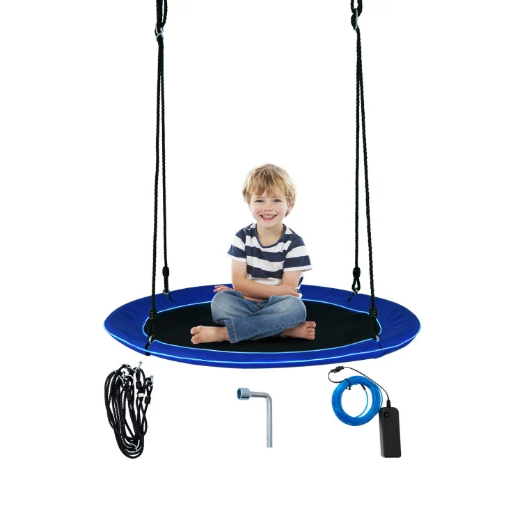 SUGIFT 40 Inches Saucer Tree Swing for Kids and Adults Navy