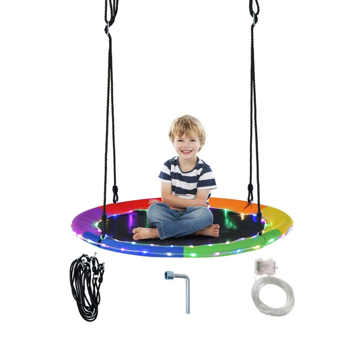 SUGIFT 40 Inches Saucer Tree Swing for Kids and Adults Multicolor