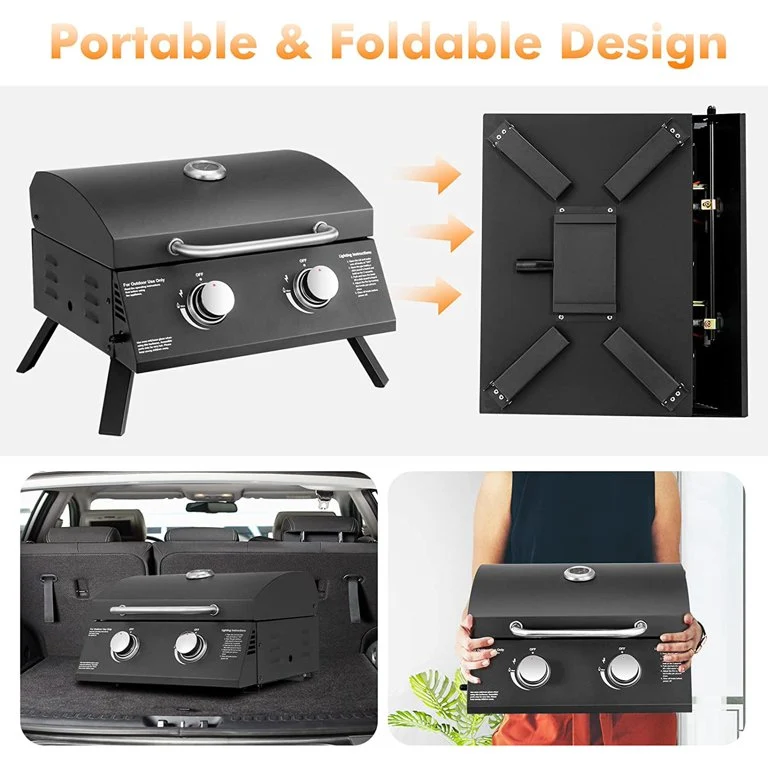SUGIFT 2 Burner Portable Propane Gas Grill, Black