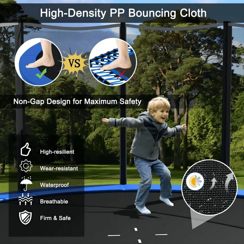 SUGIFT 10ft Trampoline for Kids with Safety Enclosure Net & Ladder - Outdoor Blue Bounce Play for Children Ages 3-12