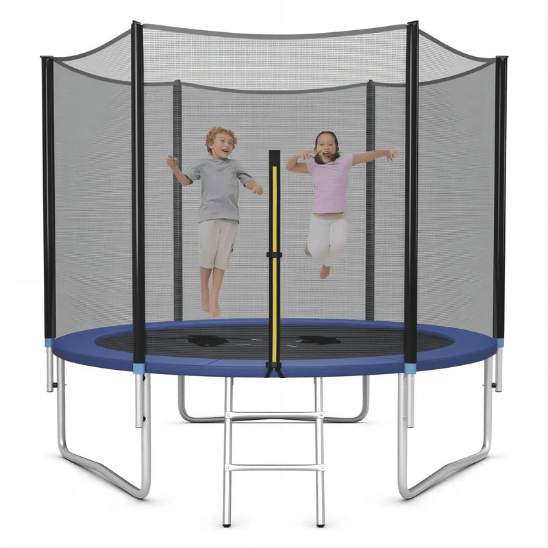 SUGIFT 10ft Trampoline for Kids with Safety Enclosure Net & Ladder - Outdoor Blue Bounce Play for Children Ages 3-12