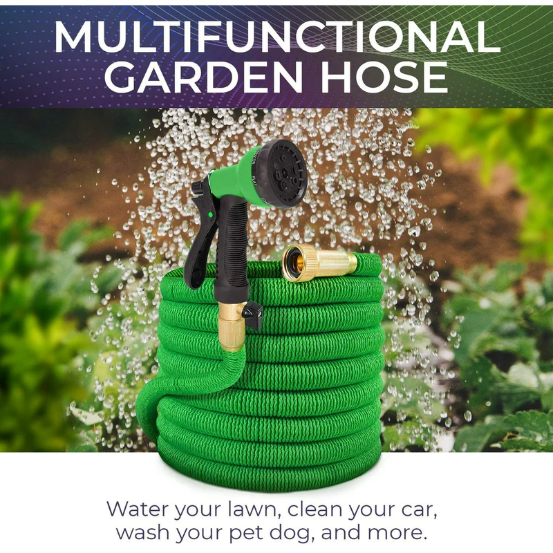 SUGIFT 50 ft Black Expandable Garden Hose water hose with 10-Function High