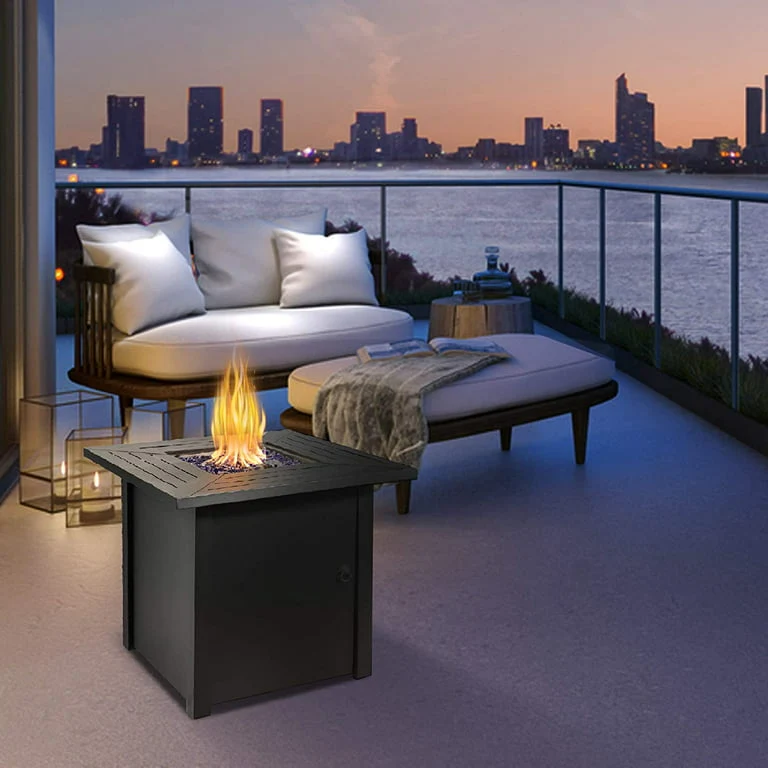 Outdoor Square 30 Propane Gas Fire Pit Table with Steel Base
