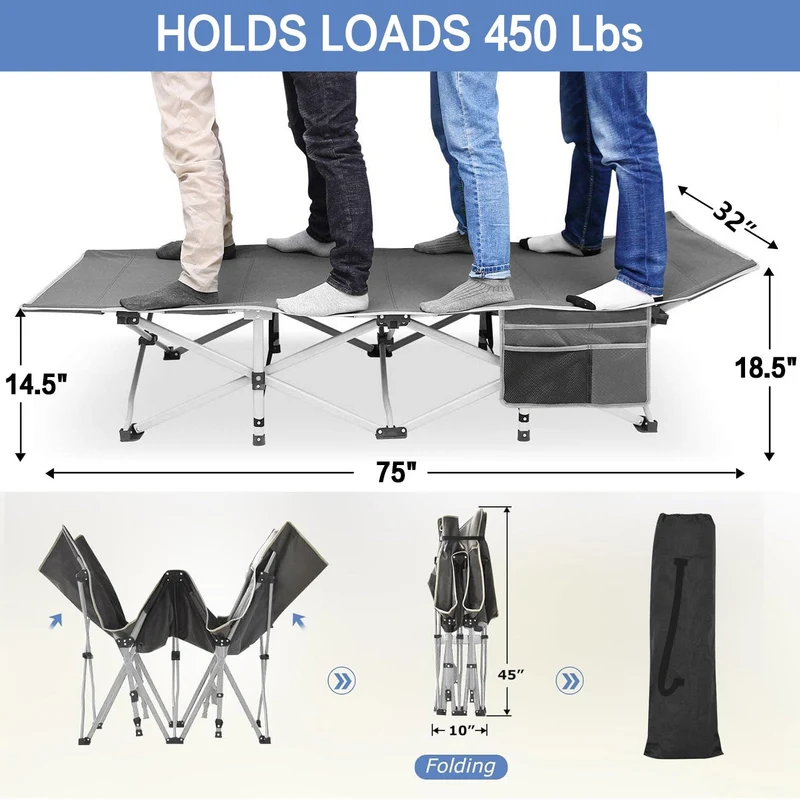 SUGIFT Folding Camping Cot 32 XXL Adult widen Folding Bad for Portable Folding Bed with Mattress and Carry Bag