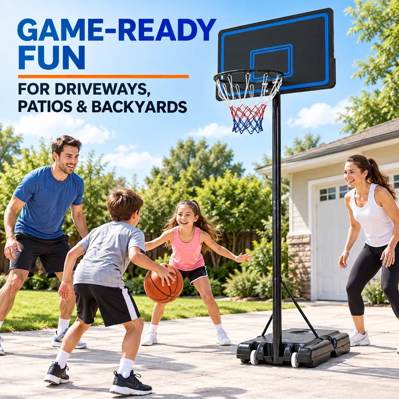 SUGIFT 7.5 ft - 10 ft 44 in Weatherproof Portable Basketball Systems