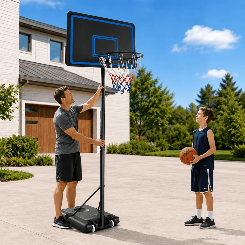 SUGIFT 7.5 ft - 10 ft 44 in Weatherproof Portable Basketball Systems