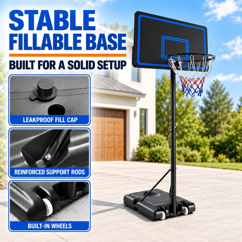 SUGIFT 7.5 ft - 10 ft 44 in Weatherproof Portable Basketball Systems