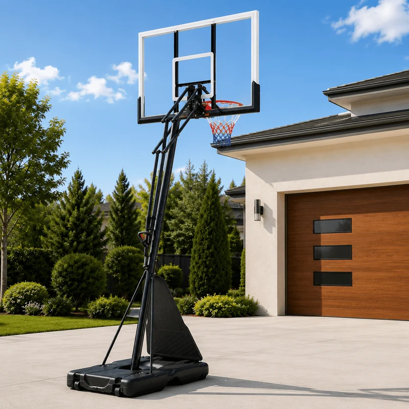 SUGIFT 7.5in-10in Adjustable Height 60in Shatterproof Outdoor Portable Basketball System (Adult)