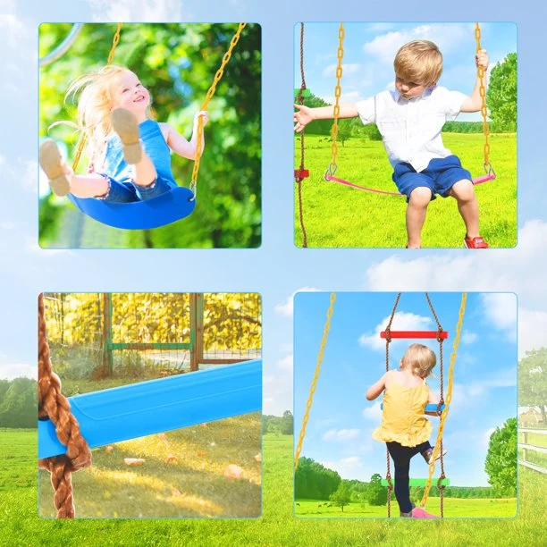 SUGIFT Toddler Swing Set with Climbing Ladder Outdoor Swing and Climbing Playset for Kids