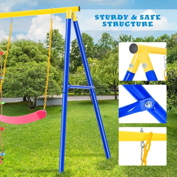 SUGIFT Toddler Swing Set with Climbing Ladder Outdoor Swing and Climbing Playset for Kids