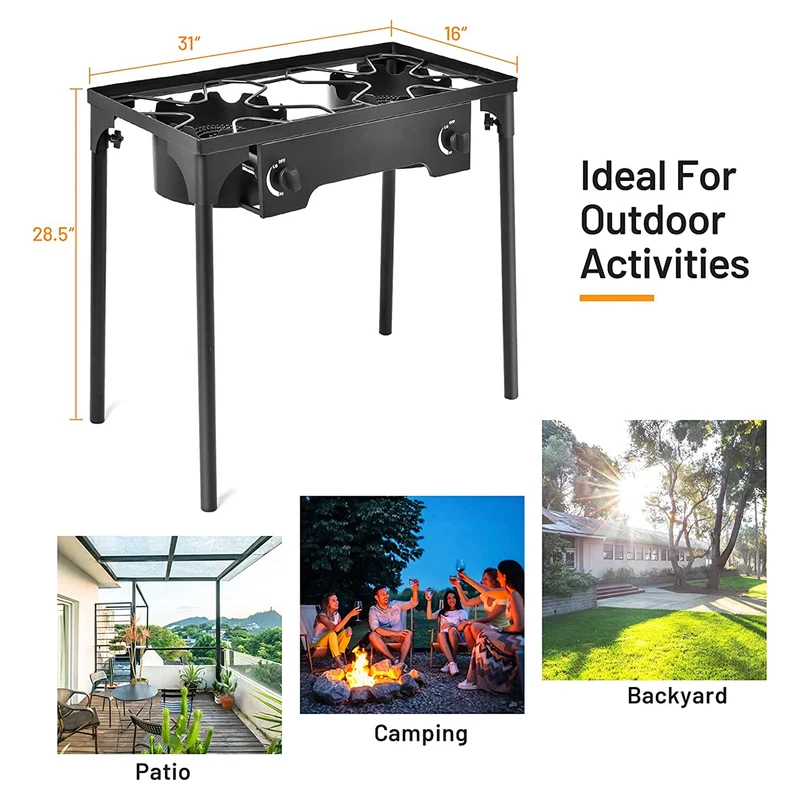 150000 BTU Double Burner Gas Propane Cooker Outdoor Stove BBQ Grill