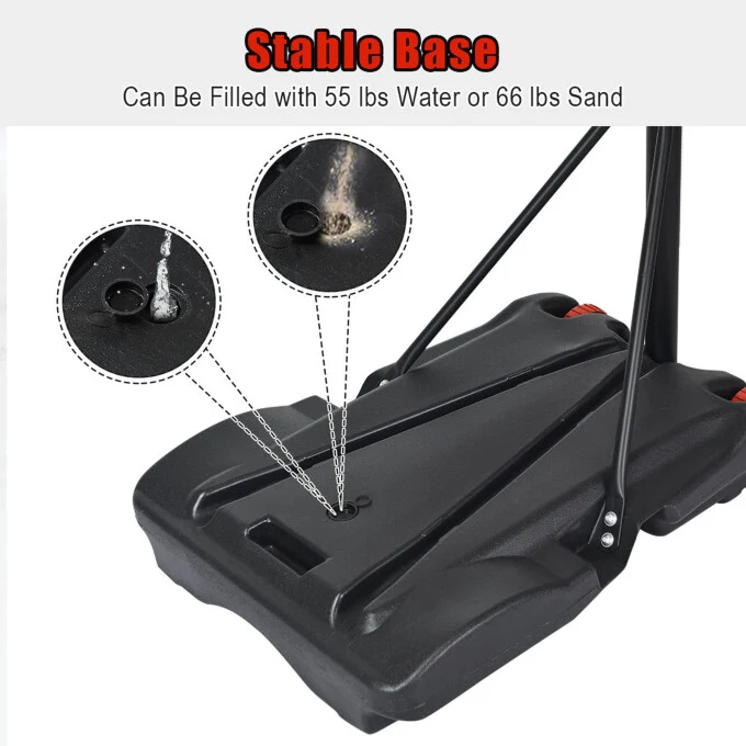29 in. Kids Portable Adjustable Basketball Goals Basketball Hoop Stand in Black