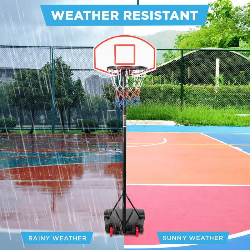 Height Adjustable Kids Basketball Hoop Stand with Durable Net Shatterproof Backboard Wheel