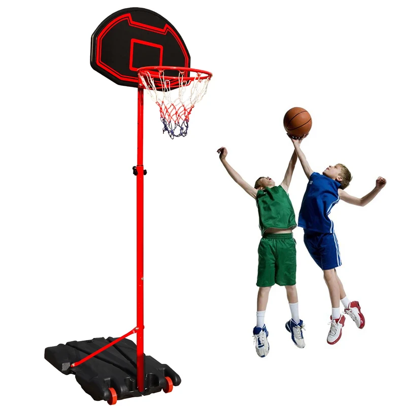 Height Adjustable Kids Basketball Hoop Stand with Durable Net Shatterproof Backboard Wheel