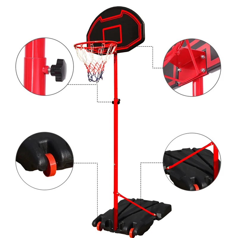 Height Adjustable Kids Basketball Hoop Stand with Durable Net Shatterproof Backboard Wheel