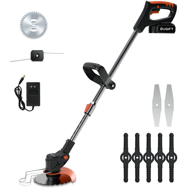 SUGIFT 21V Cordless String Trimmer and Edger with 1.5 Ah Battery and Charger