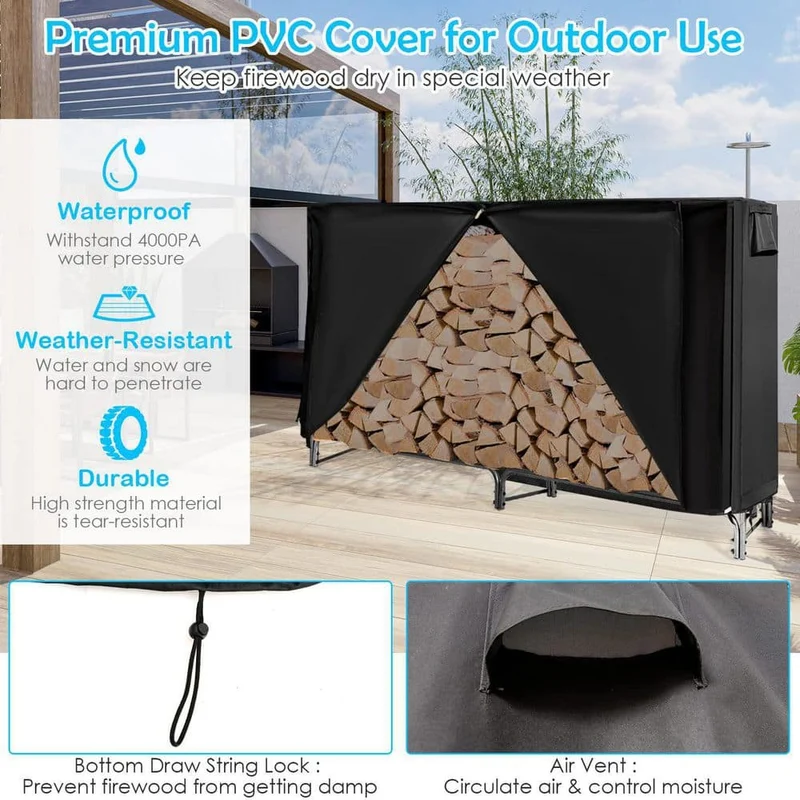 8 ft. Heavy-Duty Firewood Storage Log Rack