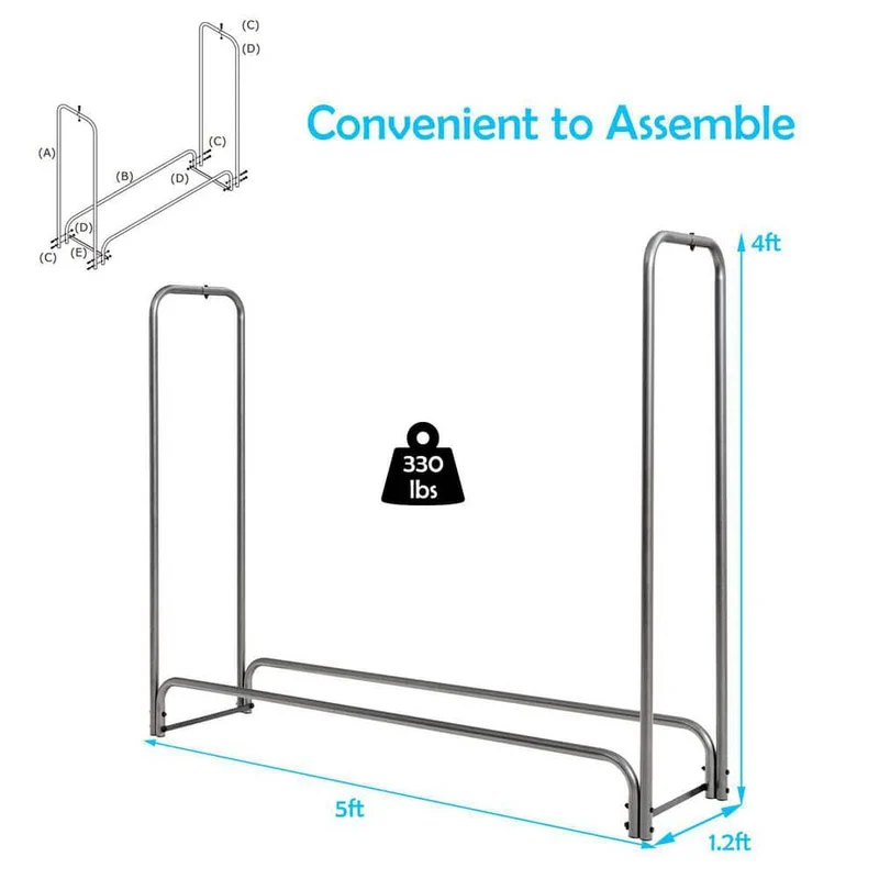 5 ft. Heavy-Duty Firewood Storage Log Rack