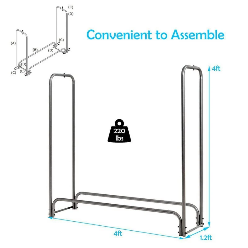 4 ft. Heavy-Duty Firewood Storage Log Rack