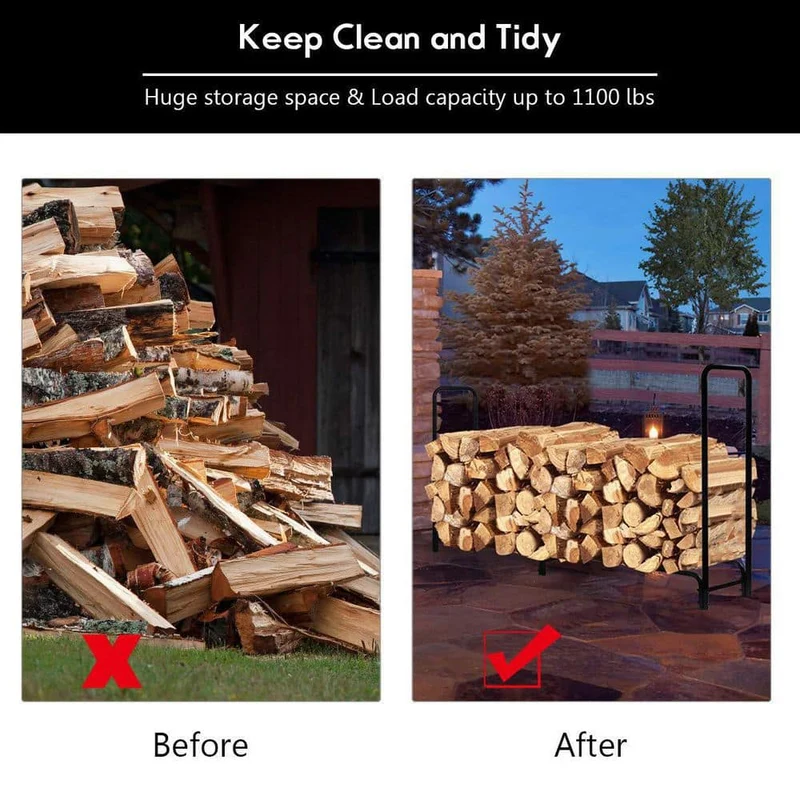 8 ft. Steel Outdoor Firewood Log Rack