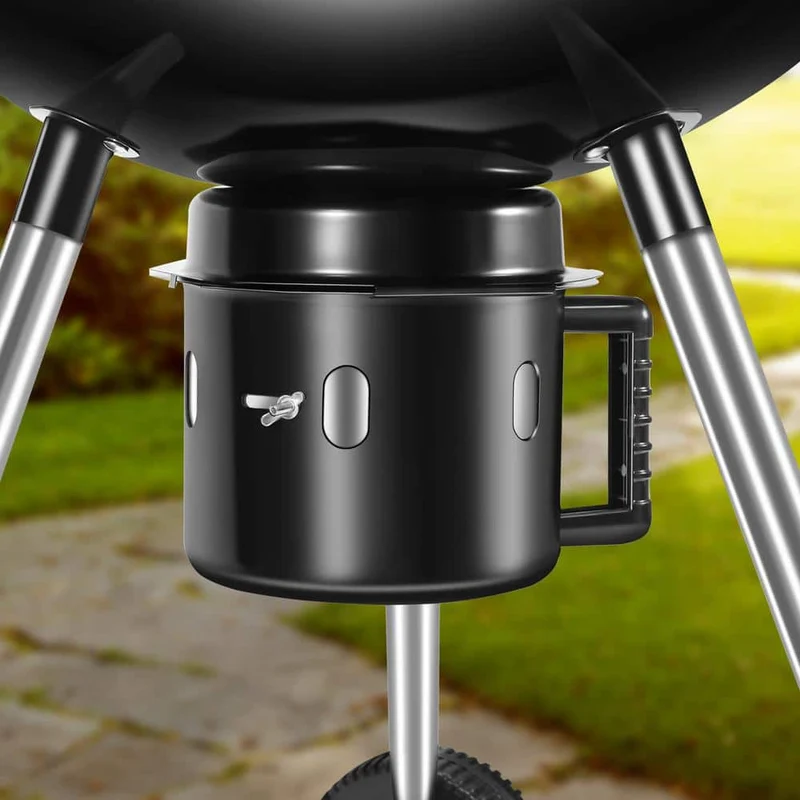22 in. Portable Premium Charcoal Grill with Cover in Black
