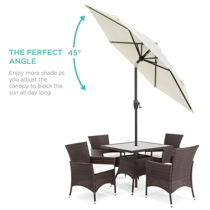 7.5 ft. Metal Pole Market Crank Patio Umbrella in Cream