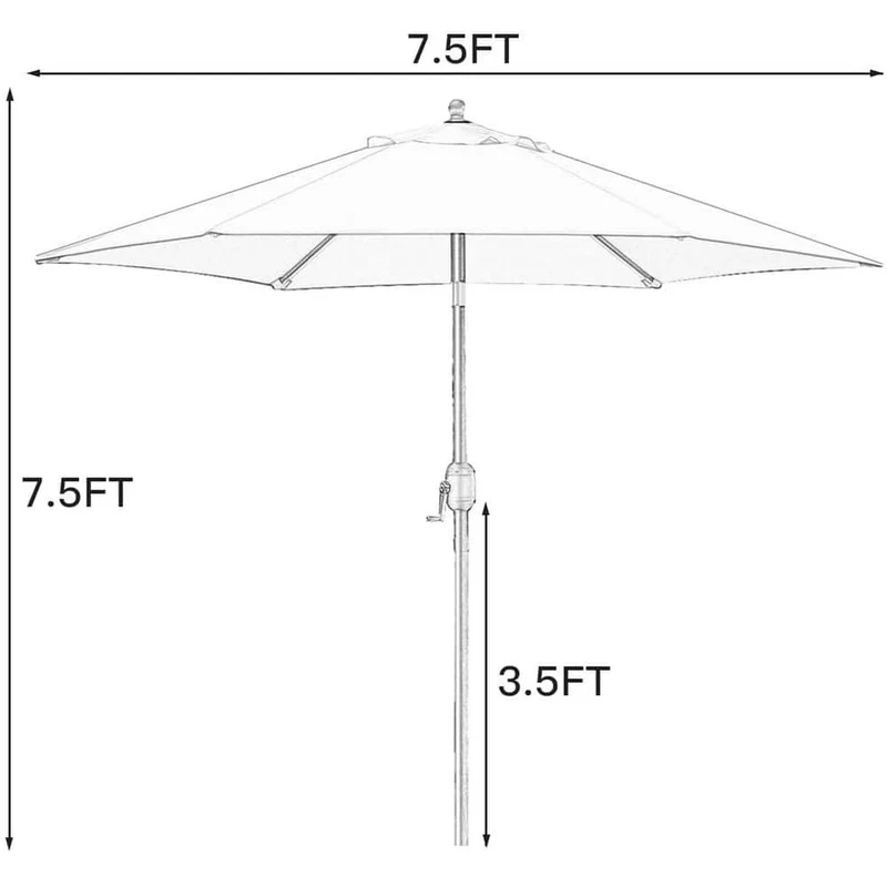 7.5 ft. Metal Pole Market Crank Patio Umbrella in Blue