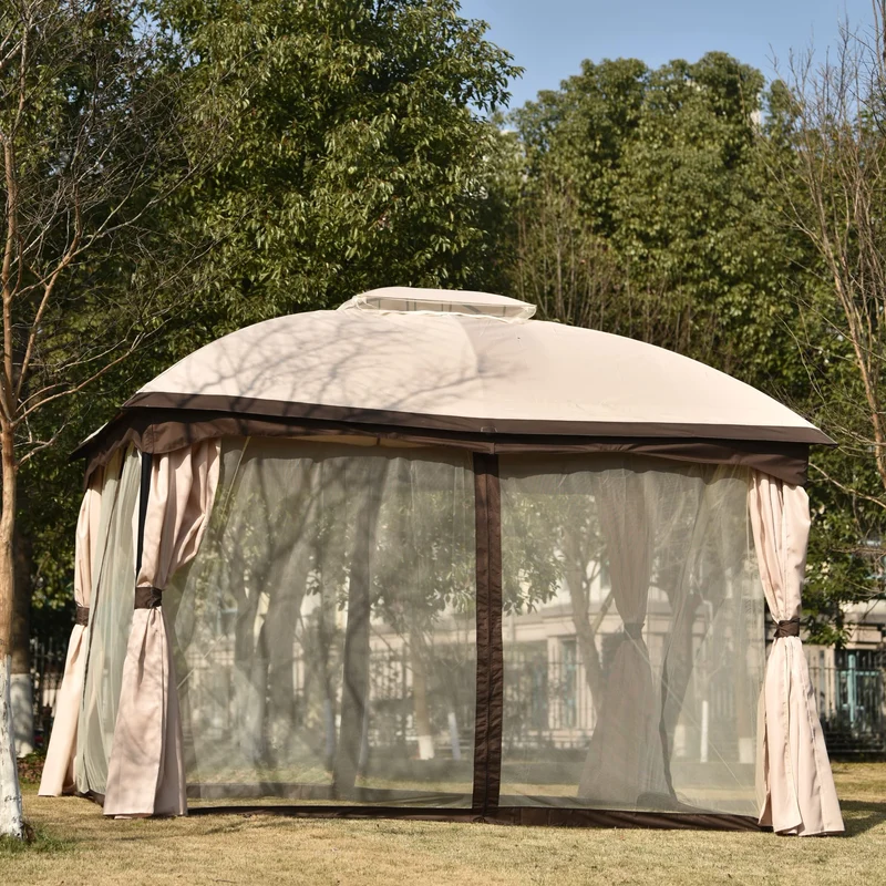 SUFGIFT 9.8 ft. x 11.8 ft. Outdoor Patio Gazebo Canopy Tent With Ventilated Double Roof And Mosquito net