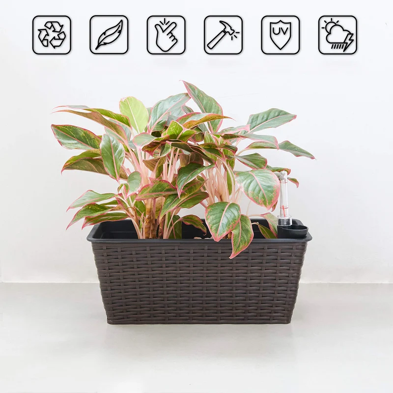 SUGIFT 23 Inches Thin Rectangular Smart Self-Watering Planter