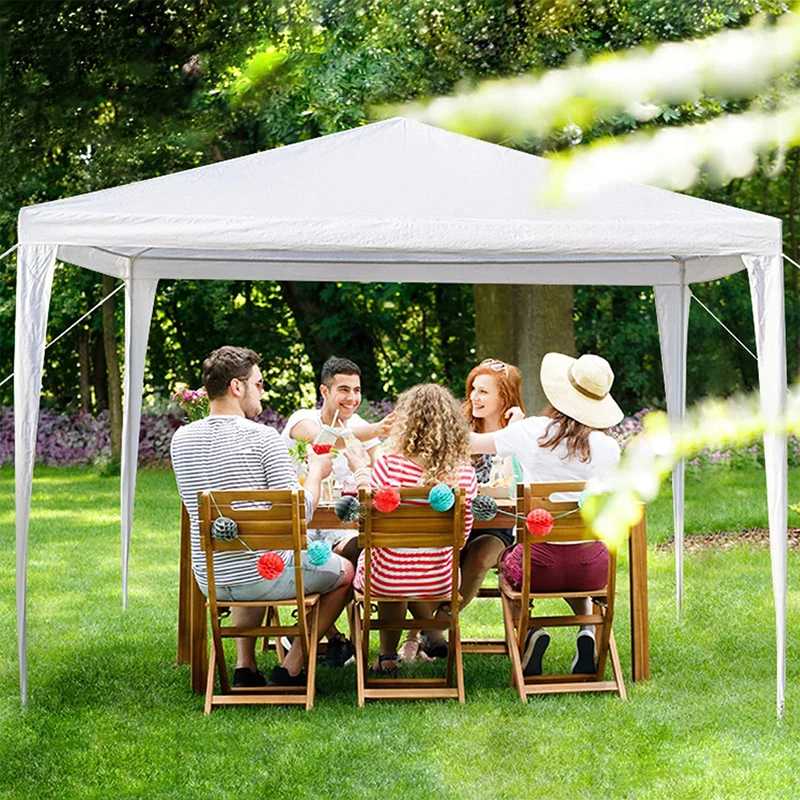 SUGIFT 10 ft. x 10 ft. White Canopy Tent Wedding Party Tent with 4 Removable Side Walls