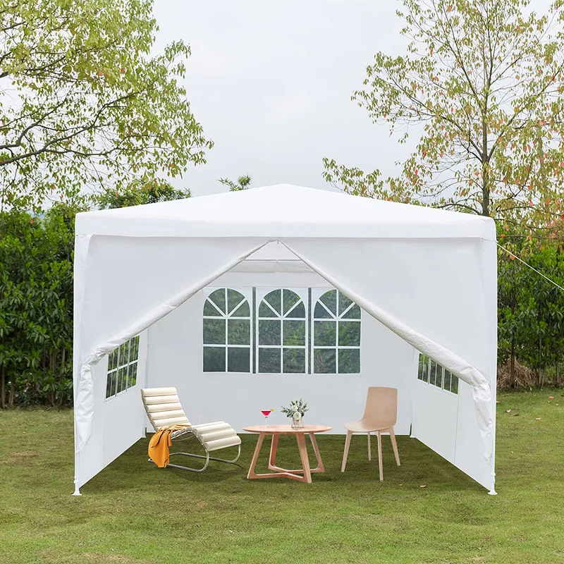 SUGIFT 10 ft. x 10 ft. White Canopy Tent Wedding Party Tent with 4 Removable Side Walls