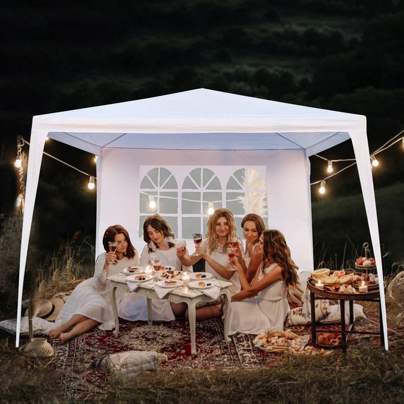 SUGIFT 10 ft. x 10 ft. White Canopy Tent Wedding Party Tent with 4 Removable Side Walls