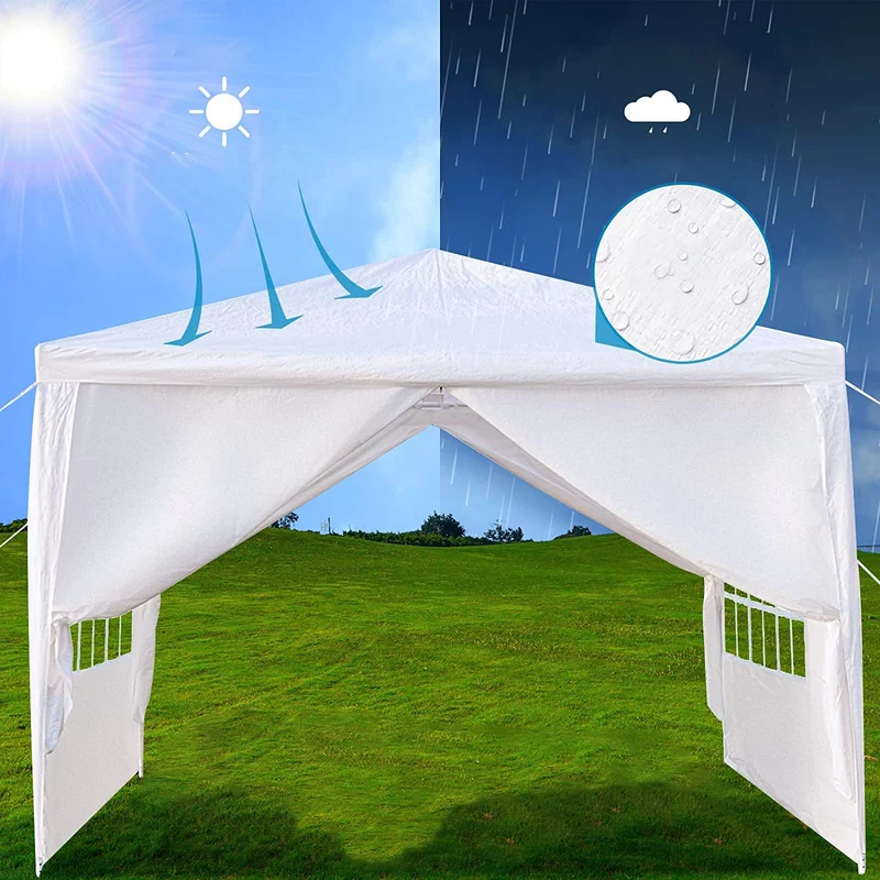 SUGIFT 10 ft. x 10 ft. White Canopy Tent Wedding Party Tent with 4 Removable Side Walls