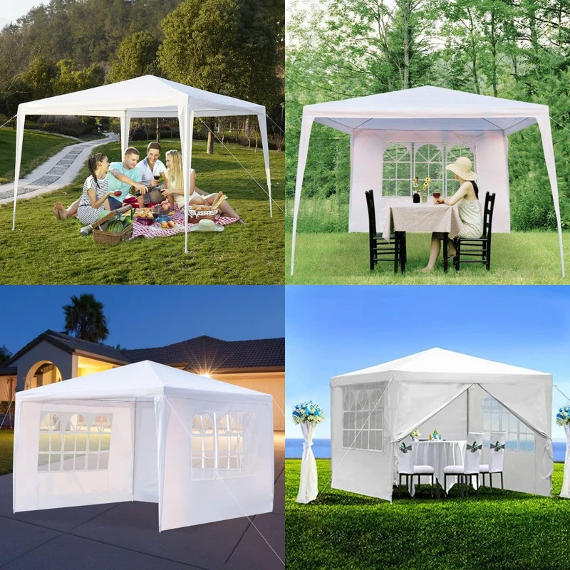 SUGIFT 10 ft. x 10 ft. White Canopy Tent Wedding Party Tent with 4 Removable Side Walls