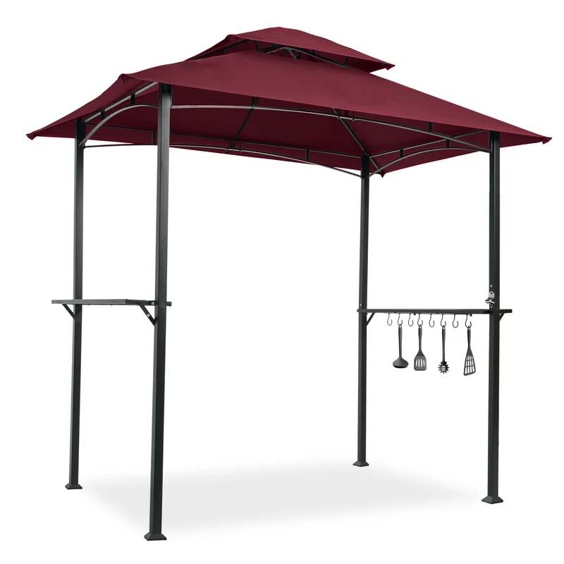 SUGIFT Outdoor Grill Gazebo Shelter Tent with 2 Tier in Burgundy