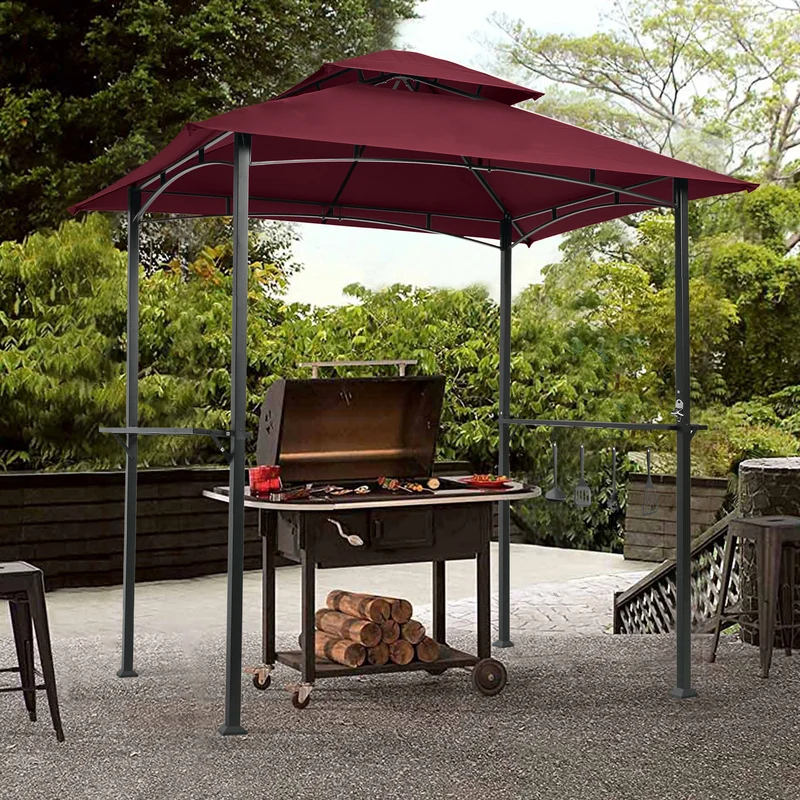 SUGIFT Outdoor Grill Gazebo Shelter Tent with 2 Tier in Burgundy