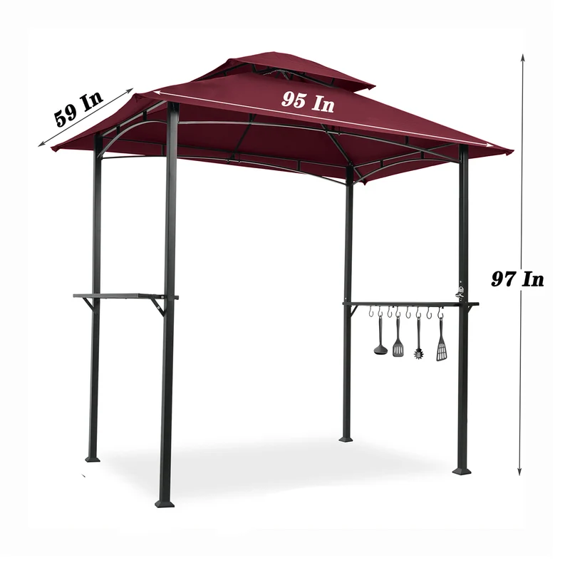 SUGIFT Outdoor Grill Gazebo Shelter Tent with 2 Tier in Burgundy