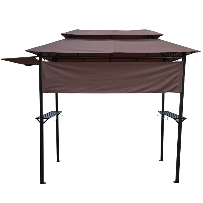Outdoor Grill Gazebo Shelter Tent with hook and Bar Counters Brown