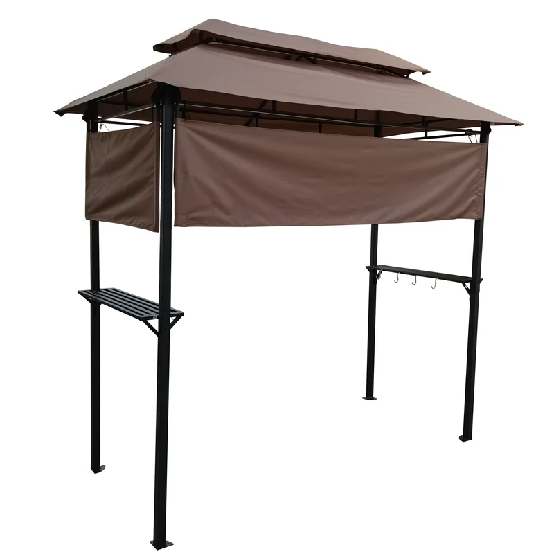 Outdoor Grill Gazebo Shelter Tent with hook and Bar Counters Brown