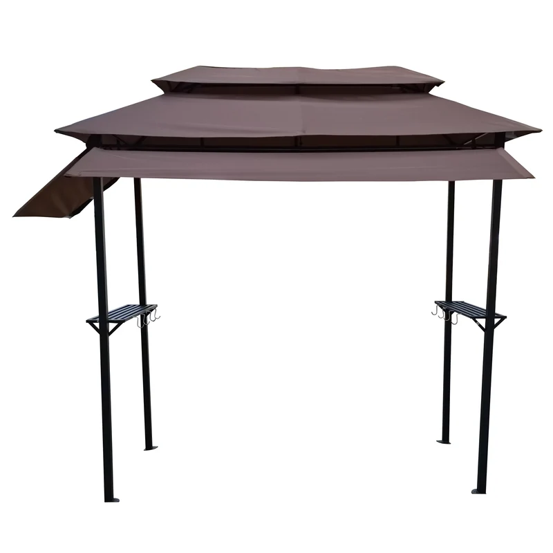 Outdoor Grill Gazebo Shelter Tent with hook and Bar Counters Brown